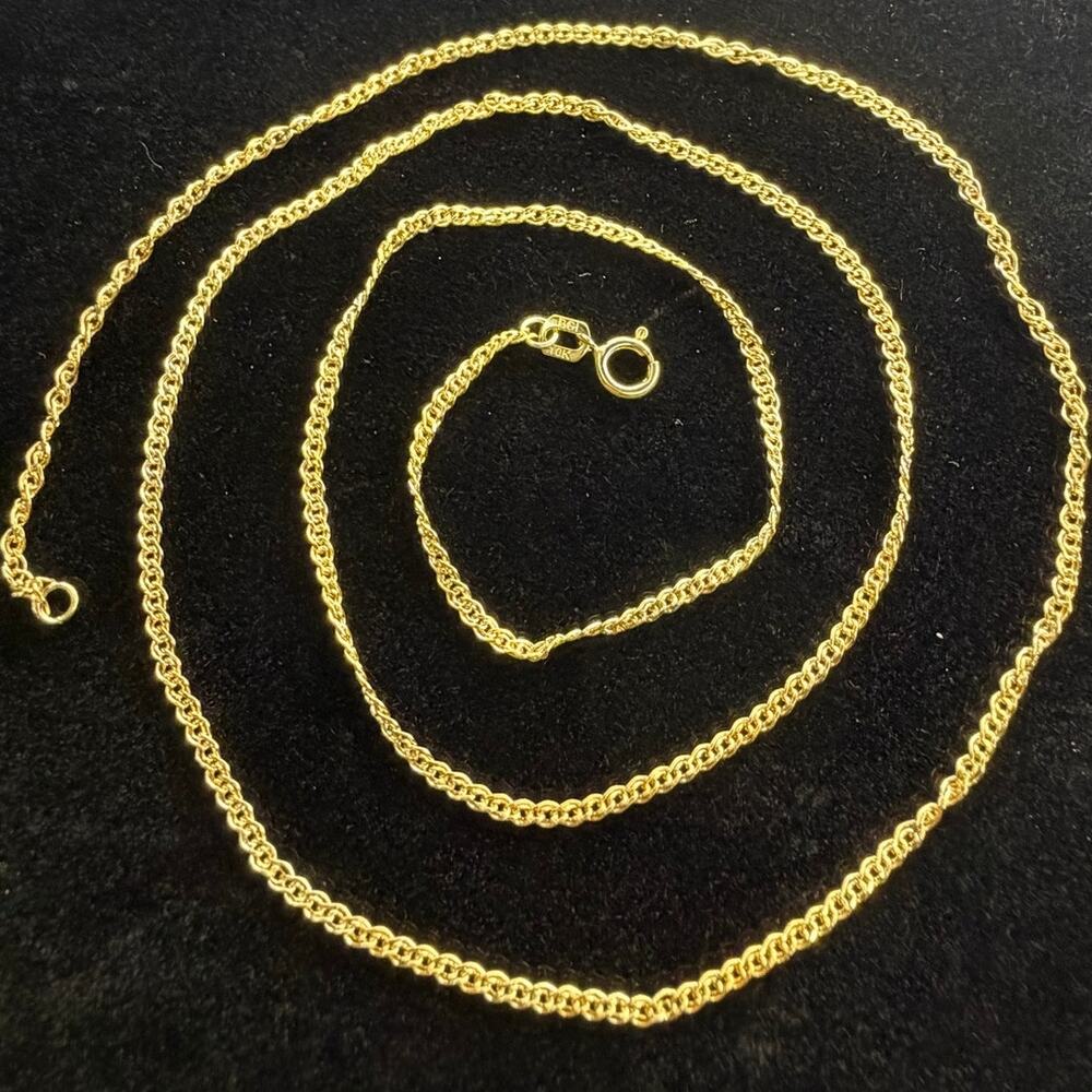 Solid 10k Yellow Italian Gold Nona Link Chain Necklace 22" Long 2mm Wide - Picture 2 of 8